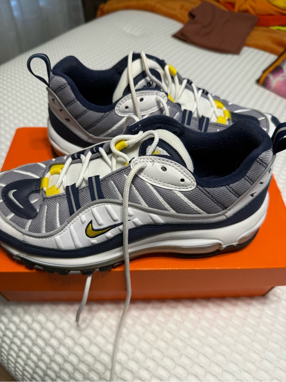 Nike womens Navy, Gray & Yellow Air-Inspired Sneakers